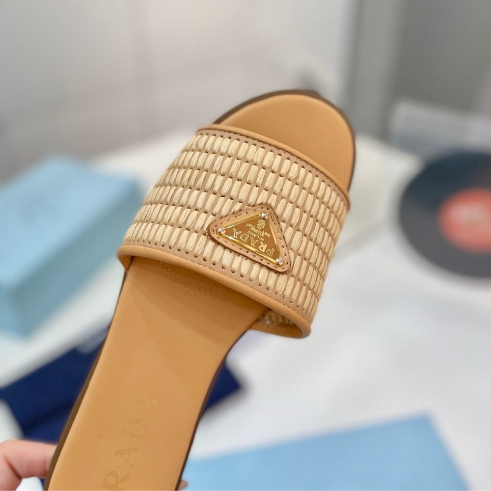 Prada Leather Slides With Crochet Details Natural 1XX758 2ACS F0018 F 010 - Image 9