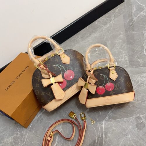 Alternative view of Louis Vuitton X Takashi Murakami Nano Alma Monogram Cerise Handle Bag Brown 16 Cm M13416