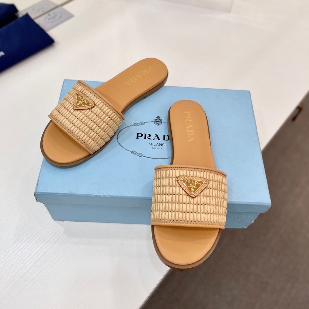 Prada Leather Slides With Crochet Details Natural 1XX758 2ACS F0018 F 010 - Image 7