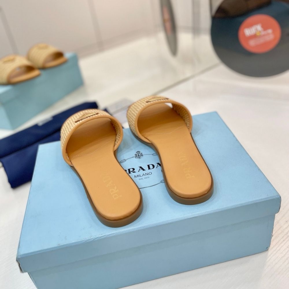 Prada Leather Slides With Crochet Details Natural 1XX758 2ACS F0018 F 010 - Image 8