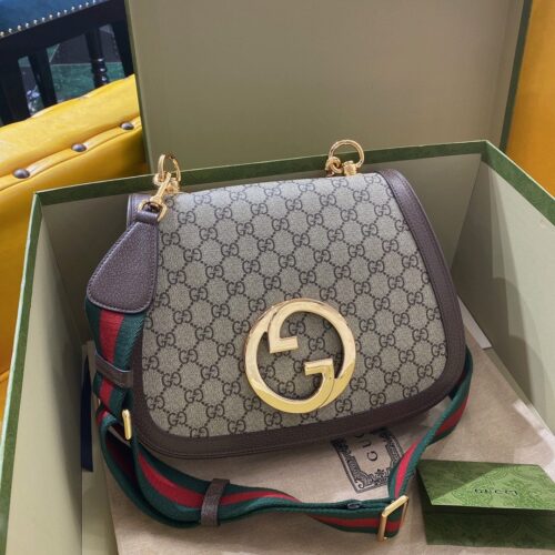 Alternative view of Gucci Blondie Medium GG Supreme Canvas Shoulder Bag Beige Ebony 29cm 699210 96IWG 8745