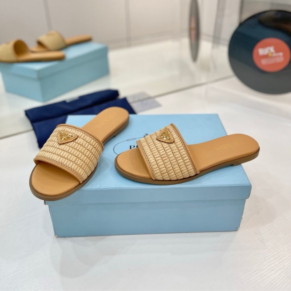 Prada Leather Slides With Crochet Details Natural 1XX758 2ACS F0018 F 010 - Image 6