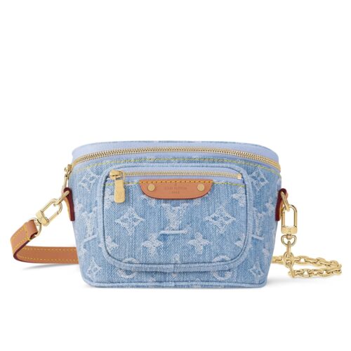 Louis Vuitton Mini Bumbag Monogram Denim Bag Sky Blue 17Cm M83353