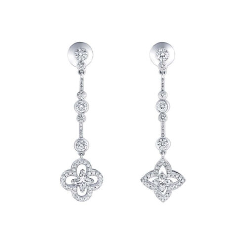 Louis Vuitton Monogram Fusion Earrings White Gold Q96149