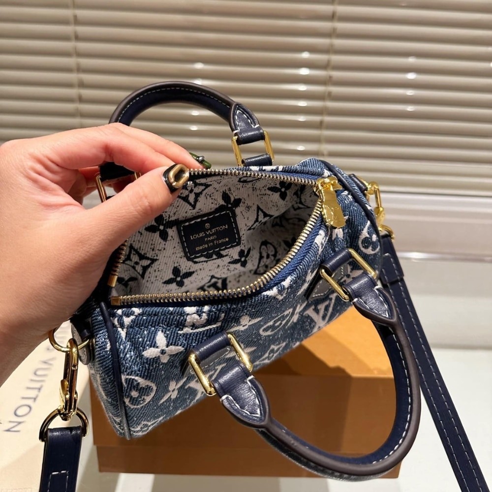 Louis Vuitton Nano Speedy Monogram Denim Handbag Blue 17Cm M81168 - Image 8
