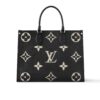 Louis Vuitton Onthego MM Monogram Empreinte Tote Bag Black Beige 35Cm M45495