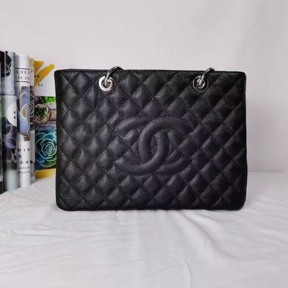 Chanel Grand Shopping Bag Large Grain Leather Tote Bag Black 34cm - Image 2
