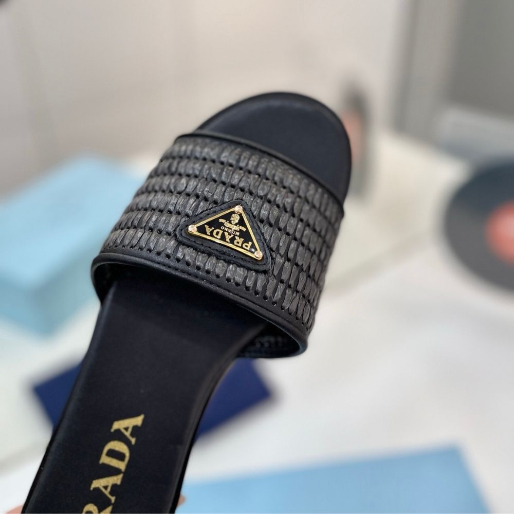 Prada Leather Slides With Crochet Details Black 1XX758 2ACS F0002 F 010 - Image 8