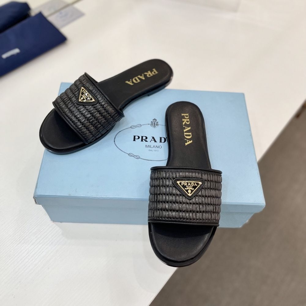 Prada Leather Slides With Crochet Details Black 1XX758 2ACS F0002 F 010 - Image 6