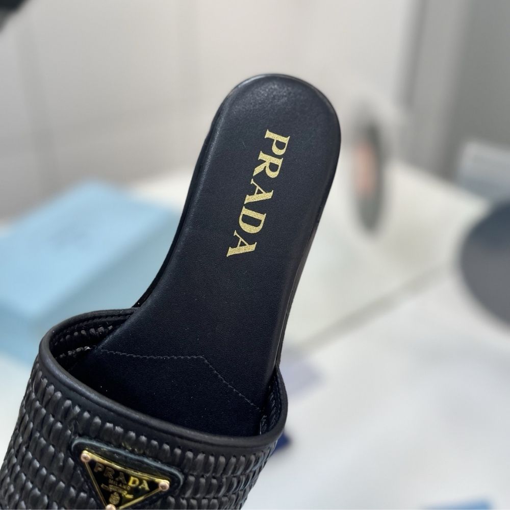 Prada Leather Slides With Crochet Details Black 1XX758 2ACS F0002 F 010 - Image 9