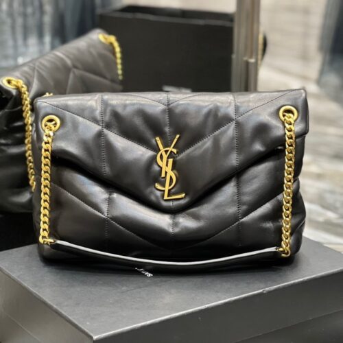 Alternative view of Saint Laurent Puffer Medium In Leather Gold Hardware Shoulder Bag Black 35cm 5774751EL071000