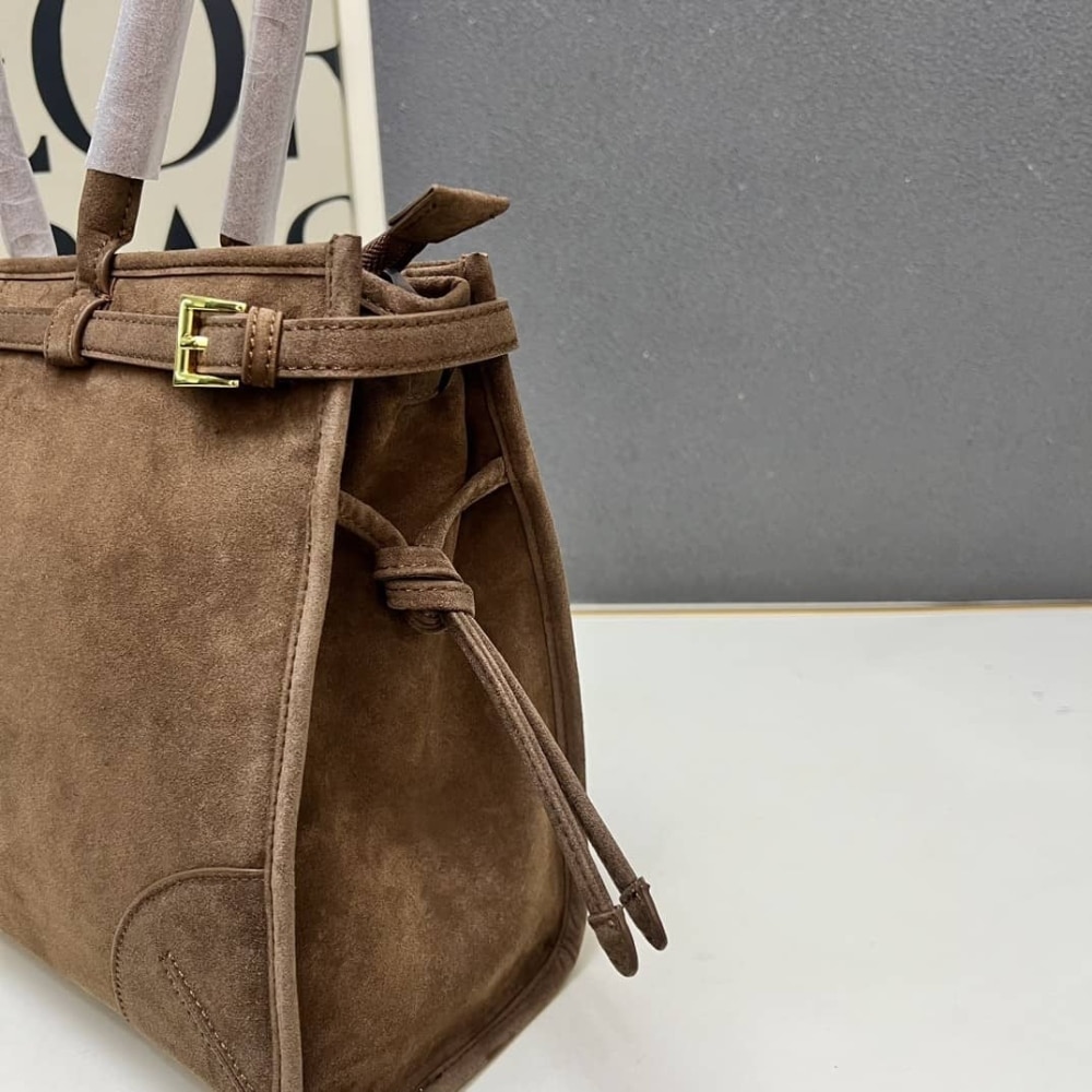Prada Bonnie Large Suede Handbag Cacao Brown 38Cm 1Ba433 2C4S F0324 V Moo - Image 7