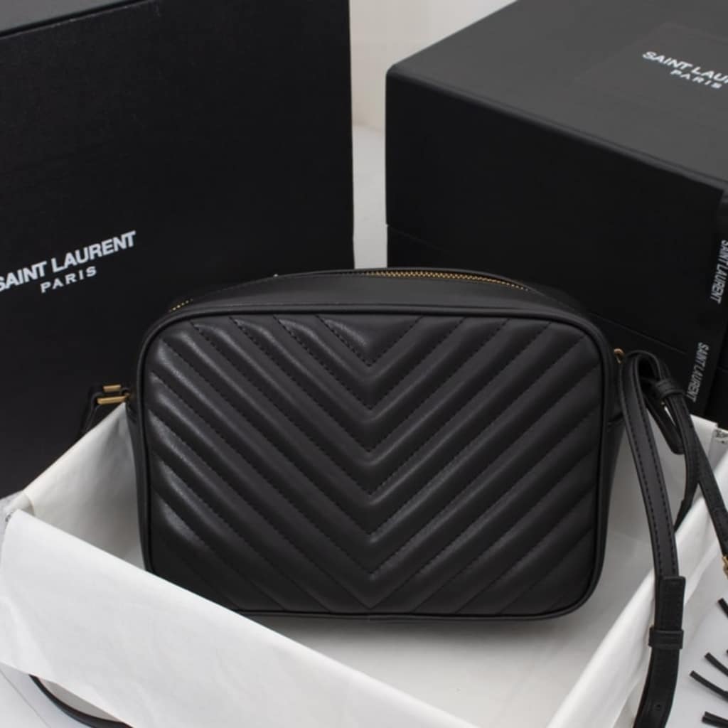 Saint Laurent Lou Camera Quilted Leather Crossbody Bag Gold Hardware Black 23Cm 761554DV7071000 - Image 3
