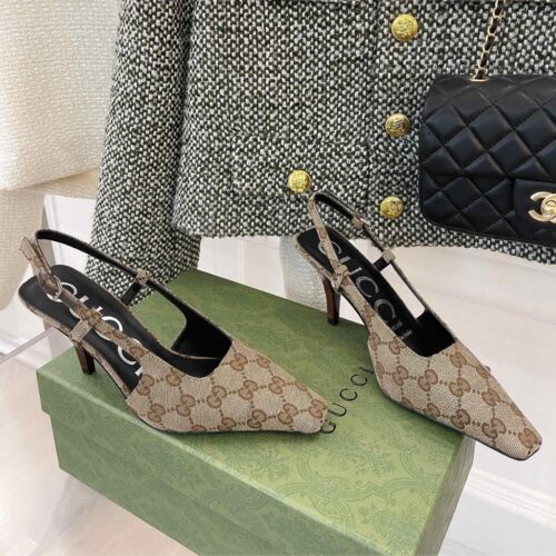Alternative view of Gucci Women’s GG Canvas Slingback Pump Beige ‎And Ebony 675420 KY980 9763