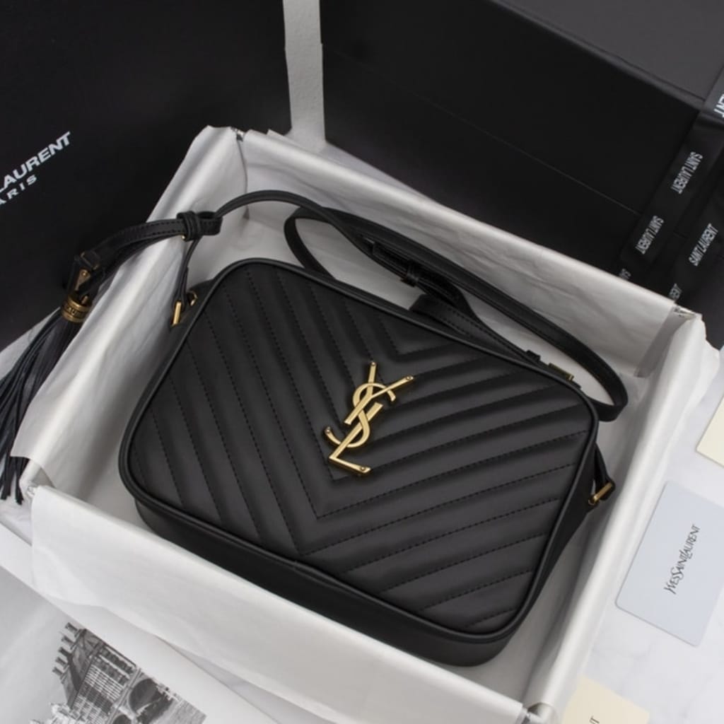 Saint Laurent Lou Camera Quilted Leather Crossbody Bag Gold Hardware Black 23Cm 761554DV7071000 - Image 8