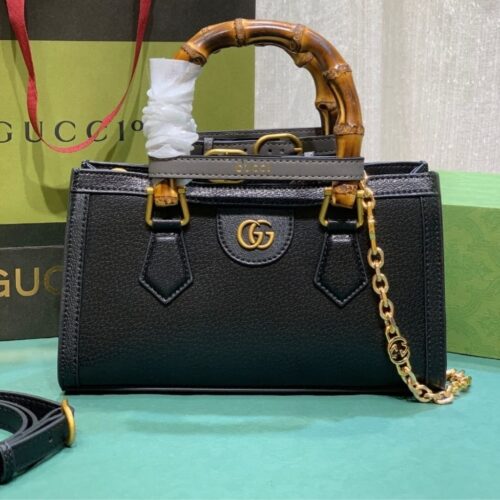 Alternative view of Gucci Diana Small Leather Shoulder Bag Black 25cm 735153 DJ24T 1092