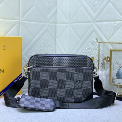 Alternative view of Louis Vuitton Trio Messenger Damier Graphite Canvas Crossbody Bag Black 25Cm N50017