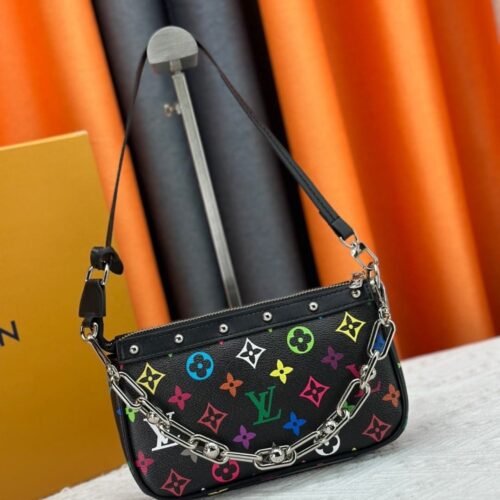 Alternative view of Louis Vuitton X Murakami Pochette Accessoires Monogram Canvas Shoulder Bag Multicolore Noir 22cm M13663
