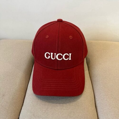 Alternative view of Gucci Embroidered Logo Cotton Baseball Cap Red