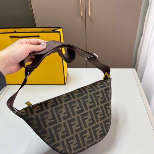 Alternative view of Fendi Melon Small FF Jacquard Fabric Messenger Bag Brown 24Cm 7VA635ASIQF19KW