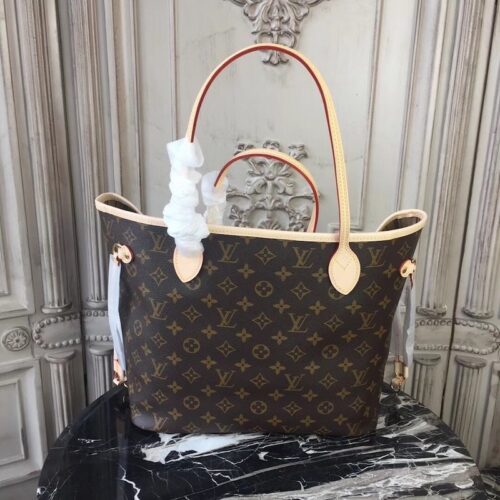 Alternative view of Louis Vuitton Neverfull MM Monogram Canvas Tote Bag Beige 31Cm M46975