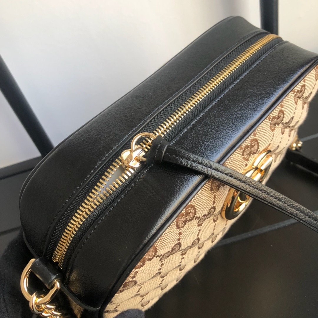 Gucci GG Marmont Small GG Supreme Canvas Shoulder Bag Beige Ebony 24Cm 447632 HVKEG 9772 - Image 8