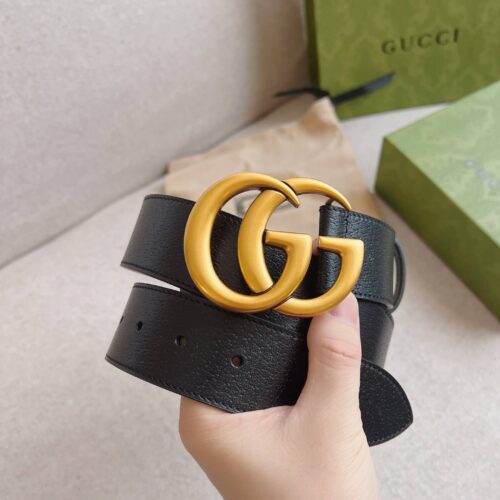 Alternative view of Gucci GG Marmont Wide Gold Logo Leather Belt Black 40Mm 406831 Dj20T 1000