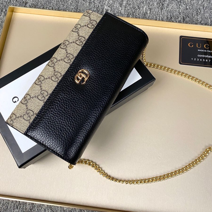 Gucci GG Marmont GG Supreme Canvas Wallet On Chain Beige Ebony 19cm 546585 17WAG 1283 - Image 7