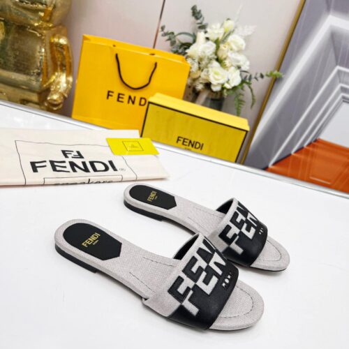 Alternative view of Fendi Signature Canvas Leather Slides Black 8R8337Ajzuf0Wzm
