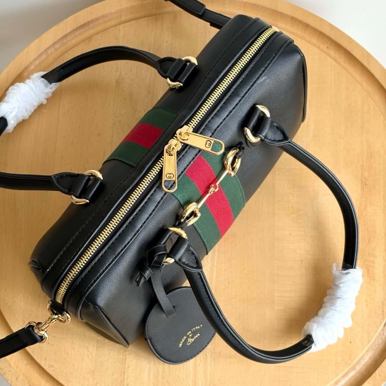 Gucci Borsetto Medium Leather Boston Bag Black 28cm 866732 AAGIQ 1053 - Image 6