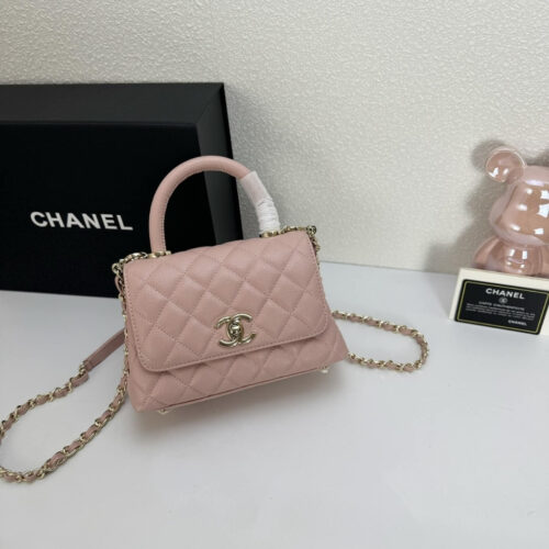 Alternative view of Chanel Coco Handle Mini Grained Leather Flap Bag Pink 19cm