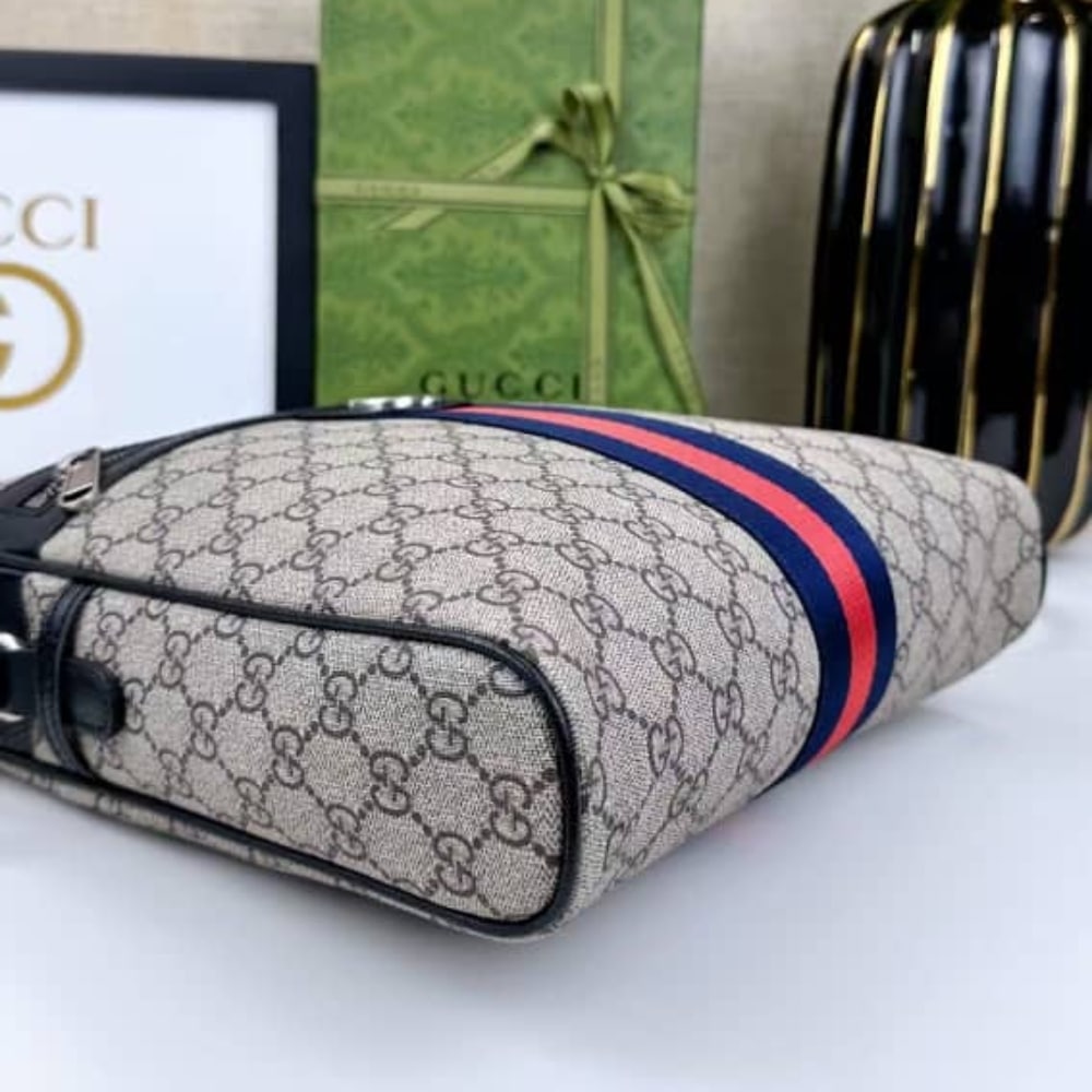 Gucci Ophidia Small GG Supreme Canvas Messenger Bag Beige And Blue 25cm 547926 96iwn 4076 - Image 5