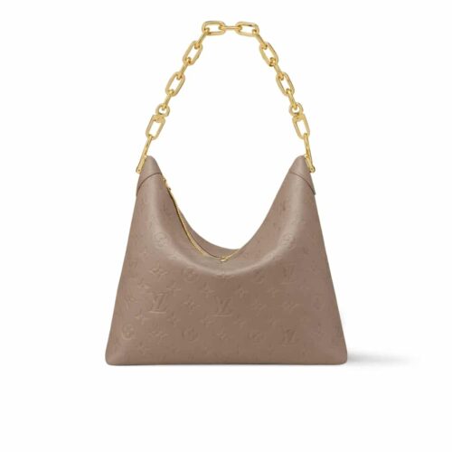 Louis Vuitton Coussin MM Leather Hobo Bag Galet Grey 30Cm M12071