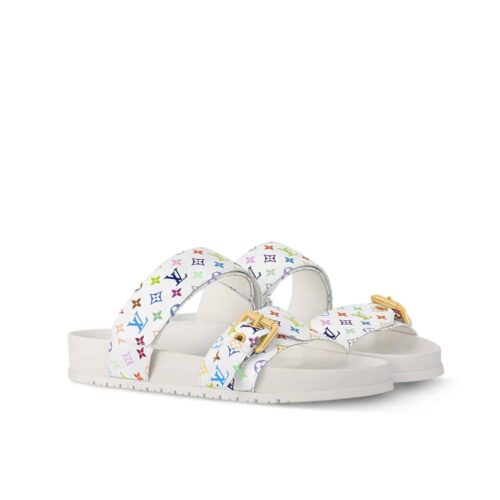 Louis Vuitton X Takashi Murakami Bom Dia Flat Comfort Monogram Canvas Mule White 1agxtv