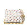 Louis Vuitton Coussin PM Monogram Embossed Shoulder Bag Multicolor Flower White 26Cm M21209