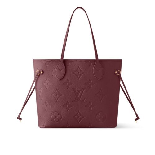 Louis Vuitton Neverfull MM Monogram Empreinte Tote Bag Wine Red 31Cm M25855