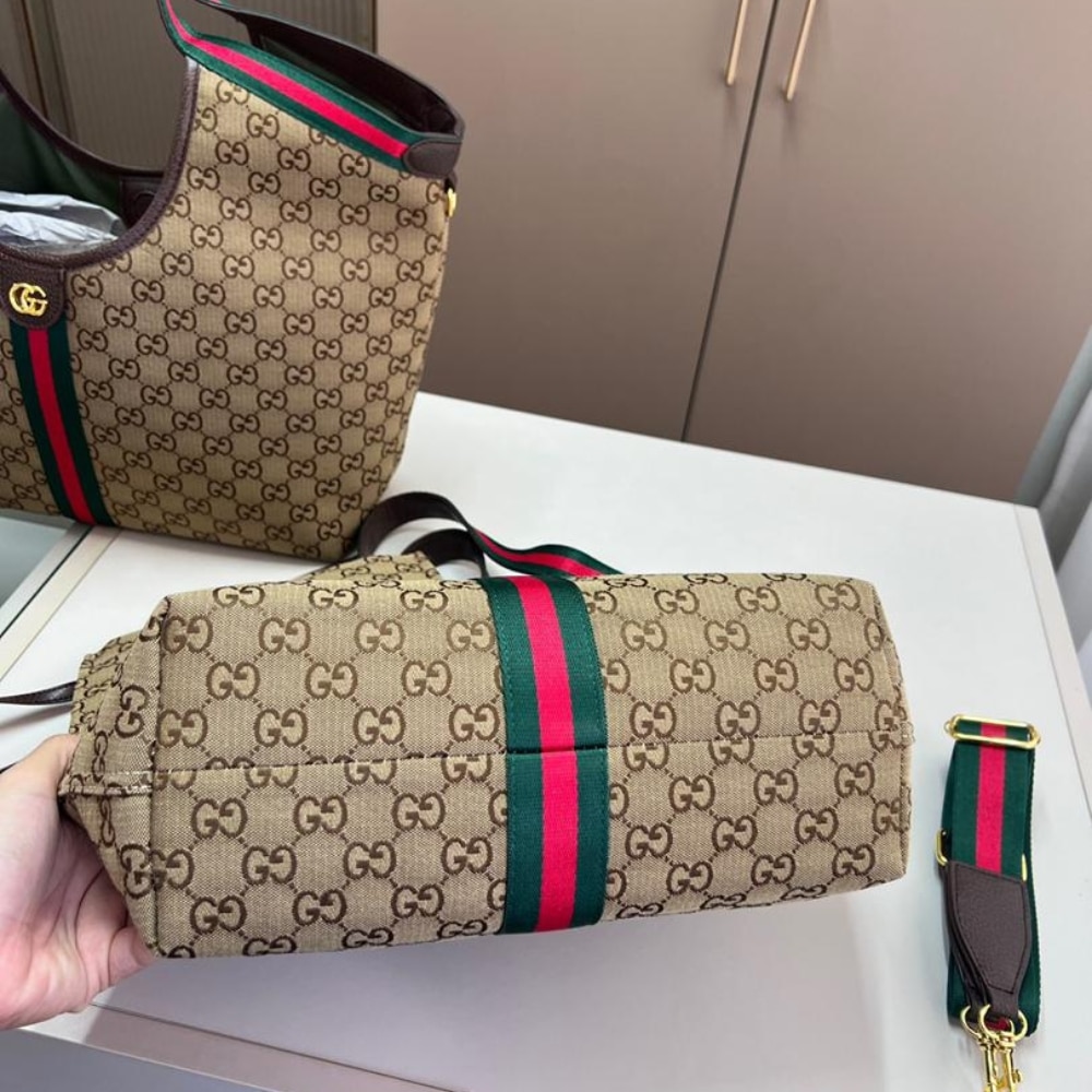 Gucci Giglio Small GG Monogram Canvas Tote Bag Beige And Dark Brown 25cm 860845 AAF8L 2547 - Image 4