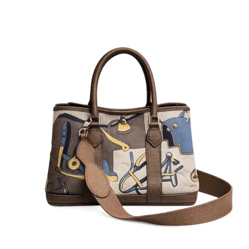 Hermes Garden Party Voyage 30 Canvas And Leather Handbag Brown 30Cm