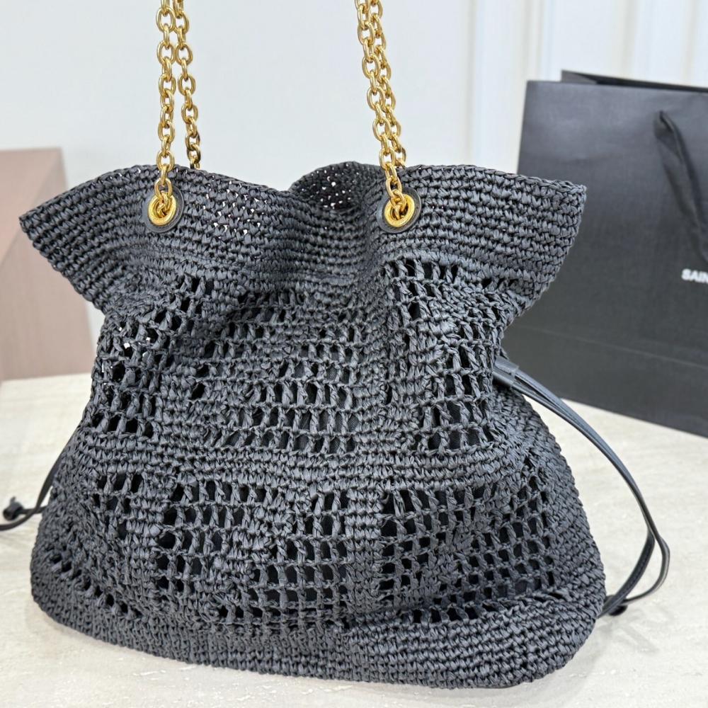 Saint Laurent Jamie Shopping In Raffia Black 35Cm - Image 3