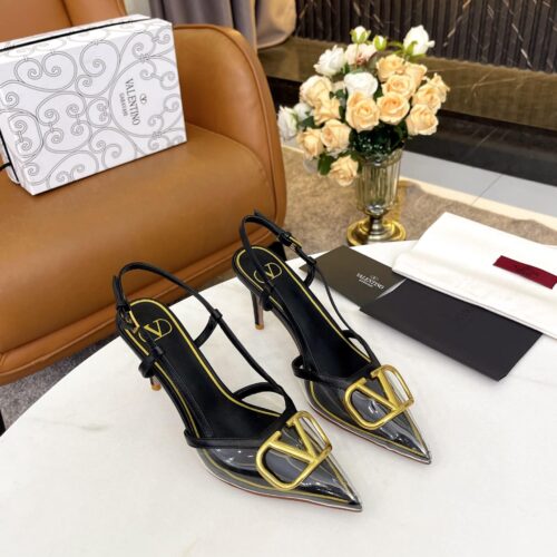 Alternative view of Valentino Garavani Vlogo Pvc And Leather Slingback Pumps Black