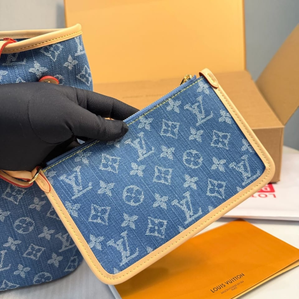 Louis Vuitton Neverfull MM Tote Bag Denim Blue 31Cm M13192 - Image 5