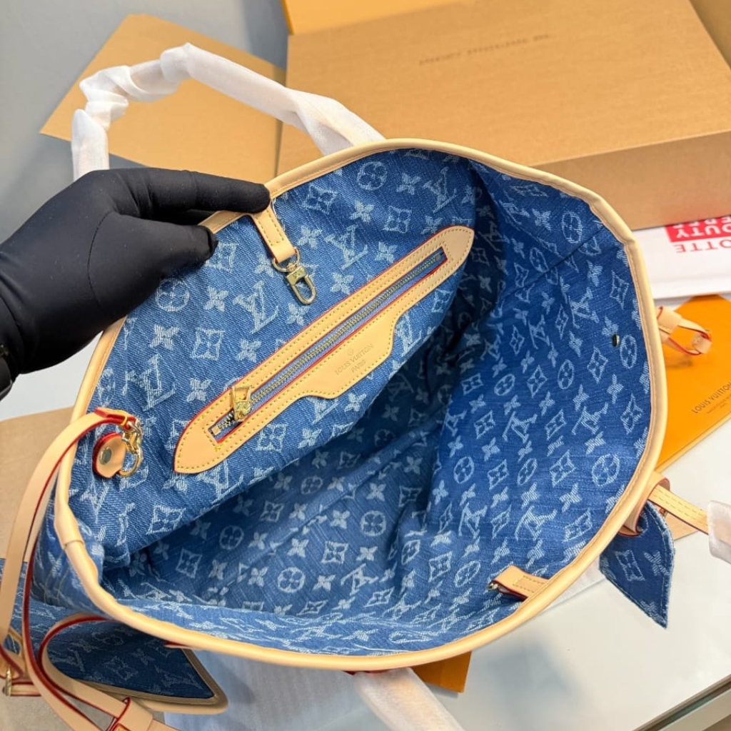 Louis Vuitton Neverfull MM Tote Bag Denim Blue 31Cm M13192 - Image 4