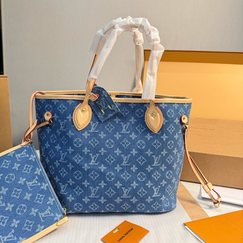 Louis Vuitton Neverfull MM Tote Bag Denim Blue 31Cm M13192 - Image 3