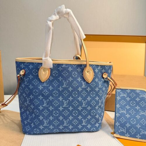 Alternative view of Louis Vuitton Neverfull MM Tote Bag Denim Blue 31Cm M13192