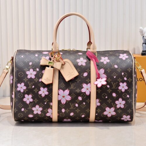 Alternative view of Louis Vuitton X Takashi Murakami Keepall Bandoulière 45 Monogram Canvas Shoulder Bag Sakura Brown 45cm M13752