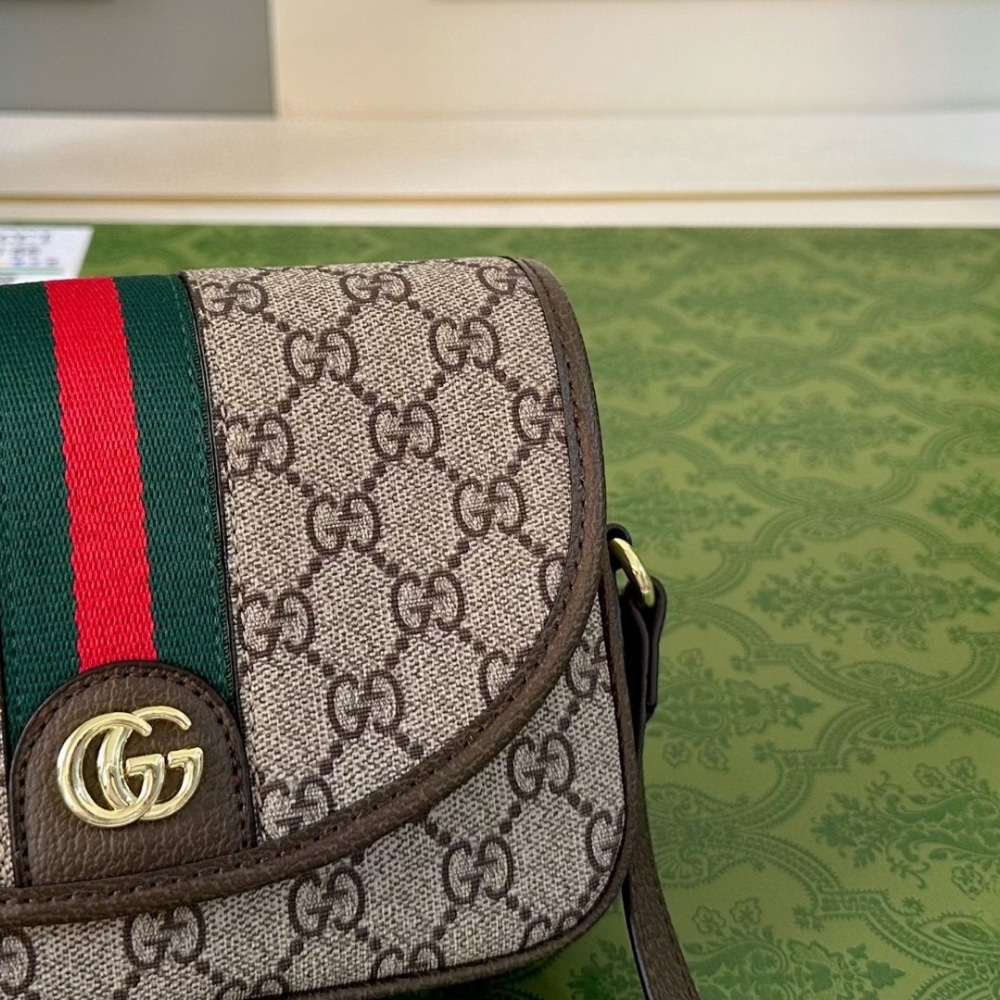 Gucci Ophidia Mini GG Supreme Canvas Shoulder Bag Beige And Brown 19cm 772239 Facuj 8745 - Image 3