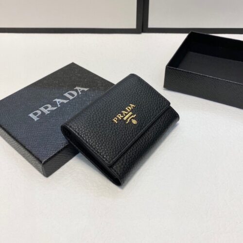 Alternative view of Prada Small Grained Leather Wallet Black 10cm 1mh043 Zlp F061h