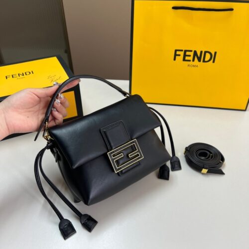 Alternative view of Fendi Mamma Baguette Small Leather Shoulder Bag Black 18Cm 8Bs105Abvef0Kur