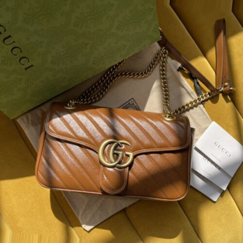Alternative view of Gucci GG Marmont Mini Matelasse Leather Shoulder Bag Brown 22cm 446744 0OLFT 2535