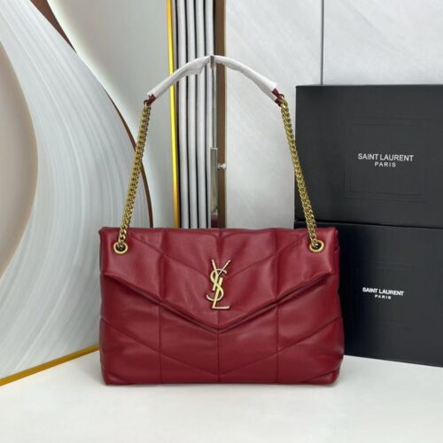 Alternative view of Saint Laurent Puffer Small In Leather Gold Hardware Shoulder Bag Dark Red 29Cm 5774761EL076937